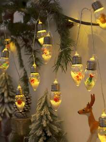 LED Christmas Light Bulb Wishing Lamp, Fairy Lights, Christmas Snow Globe String Lights, Decor Santa Claus/Snowman/Reindeer/Christmas Tree And Gift Box, Wishing Bottle Wedding Party Indoor Decoration - Battery Powered (Batteries Not Included), Suitable For Festivals, Bedroom, Yard, Wedding, Holiday, Camping, Home, Garden, Christmas, Party And Holiday Home Christmas Decor!Christmas Decoration XMAS Decor Christmas Tree Gift Decor Thanksgiving Wedding Home Decor Home Decor Fall Decor Autumn Decor Birthday Decorations For Gifts Party Supplies Indoor Outdoor Garden Holiday Festival Decor Halloween Decor Wall Decor Halloween Ornaments