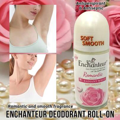  Enchanteur Fragrant Roll-On Deodorant, Provides Sweat Control, Antibacterial, Odor Control, Elegant Fragrance, Fresh And Comfortable, Long-Lasting Scent, Quick Absorption, Portable And Easy To Use, Soothing For Skin, Suitable For All Skin Types, Essential For Daily Outings