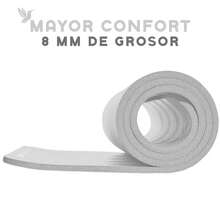 MUUK FITNESS Tapete de Yoga Foamy Antideslizante 150 x 59 cm | Esterilla Ligera de 8 mm con Correa de Transporte| Almohadilla para Rodillas y Codos | Material EVA Resistente, Ligero y Cómodo | Ideal para Ejercicio en Casa, Gimnasio, Parque, Viajes, Meditación y Estiramientos - Gris Claro - Ver 6