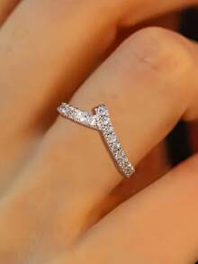 خاتم فضة إسترليني 925 بتصميم بسيط، خاتم مرصع بالكامل بالماس للنساء، مقاسات صغيرة وكبيرة، هدية فاخرة فريدة، مناسب للارتداء اليومي