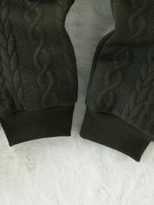 2pcs/Set Young Boy Casual Striped Jacquard Patch Zipper Hoodie And Pants Set, Suitable For Leisure, Sports, Daily Wear, Outdoor, School, Spring & Autumn