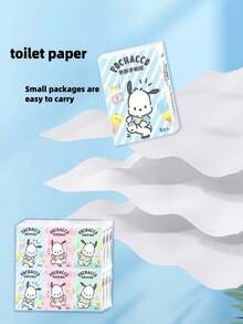 Sanrio Souvenir 1 Pack Sanrio Hello Kitty Printed Tissue | Natural Wood Pulp | Toilet Paper, Toilet Paper Easy To Carry When You Go Out, 18 Packs Random Portable Skin-Friendly Cartoon Cute Handkerchief Paper, Dinner Paper White Paper Thickened Facial Tissue