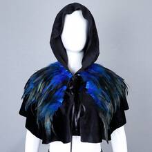 1pc Halloween Feather Shawl Short Velvet Cloak, Performance Party Feather Fake Collar Scarf Fur Cape