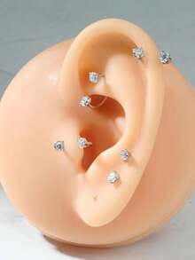 2pcs Nose Ring, Stainless Steel Nose Hoop Ring Horseshoe Nose Ring, 18G Zirconia Nose Rings For Woman Man, Fashion Septum Lip Eyebrow Helix Daith Ear Piercing Jewelry, All-Season Accessories, Perfect Birthday Gift