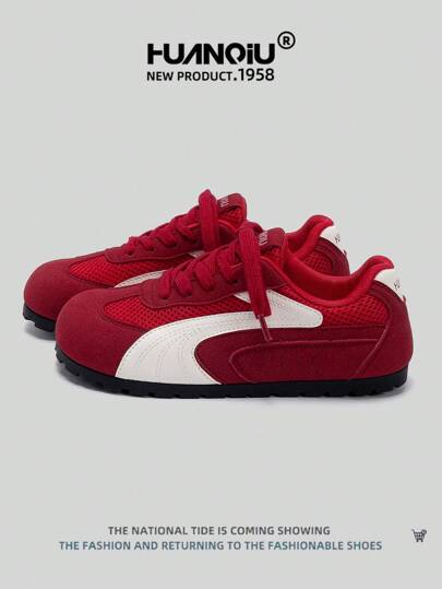 HUANQIU 2025 New Women's Shoes, Women's Shoes, Skateboarding Shoes, A Pair Of Fashionable, Casual, Breathable Office Outdoor Sports Shoes, Multifunctional, Lightweight And Comfortable, German Shoes, Racing Shoes, Casual Shoes, Running Shoes, Red Four Season Shoes