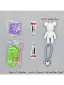 一套DIY钻石钥匙扣吊坠，趣味手工工艺品，适合作为生日、毕业、情人节和圣诞节的毛绒袜纪念品 - 彩色 - 查看 4