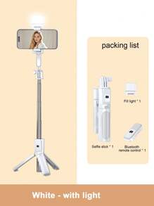 Palo de selfie inalámbrico Bluetooth STICKMAG de 74CM/29.1in, equipado con luz de belleza LED de tres velocidades ajustables, trípode giratorio de 360° de acero inoxidable antivibración, para sujetar en mano o de pie, compatible con iPhone 16 15 14 13 12 11e/Max/Pro/Xs/Xr/X/Plus y Galaxy S25/S24/S23/S22Ultra