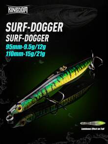 KINGDOM 95mm 110mm Surf-Dogger 人工釣魚誘餌 Z-Action 鉛筆式波普 長距離投擲 浮沉式 硬餌 ABS 材質 螢光尾部 適用淡水與鹹水釣魚 初學者與經驗釣客皆宜 - 彩色 - 查看 1