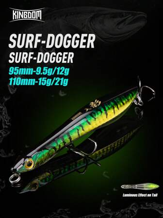  KINGDOM 95mm/110mm Surf-Dogger Artificial Fishing Lure, Z-Action Pencil Popper, Long-Casting Floating Sinking Artificial Wobbler Hard Bait, ABS Material, For Freshwater & Saltwater Fishing, Luminous On Tail, Suitable For Beginners And Experienced Anglers, Perfect Gift For Thanksgiving, Christmas, Halloween, New Year's Day