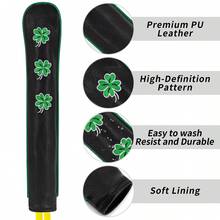 1pc Four Leaf Lucky Clover Design Golf Alignment Stick Cover Sticks Swing Training Cover - Black - View 6