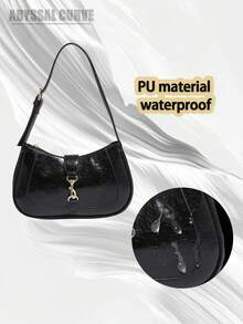 Novachic,1pc Retro Minimalist Hook Decor Adjustable Shoulder Strap Crescent Shape Bag, Suitable For Date, Outing, Party - 黑色 - 查看 4