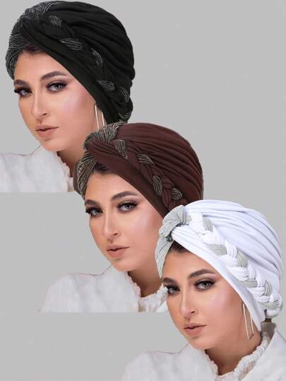 1pc New Multicolor Patchwork Twisted Hairband Headscarf Turban Hat, Fashion Head Wrap