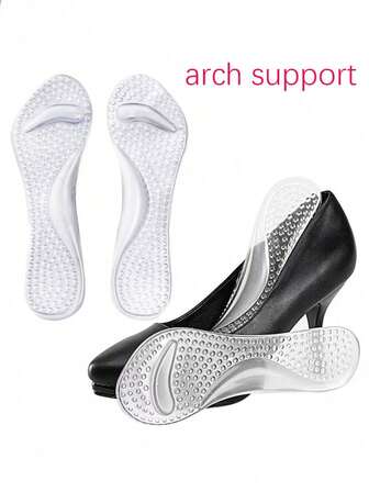 1 双透明 3/4 高鞋垫，带厚足弓支撑、减震和按摩功能，适合女性