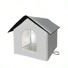 1pc Outdoor Waterproof Cat House, Thick 600D Oxford Cloth, Insulated High-Density Foam Filled, Warm Cat Shelter With All-Season Comfortable Cushion - Light Grey - View 9