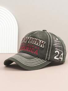 1pc Letter Embroidered Retro Polyester Fabric Snapback Cap, Street Style, Suitable For Spring/Summer
