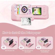 32G Large Memory Children's Instant Printing Camera Toy, 1080P High-Definition Video Recording, Six Self-Timer Modes, High-Speed Printing, The Best Gift For Children Aged 3-8 On Festivals, Birthdays And Christmas. Three Rolls Of Printing Paper - Blue - View 5