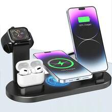 Wireless Charging Station 3 In 1 Standard 15W Fast Charging Dock, Suitable For IPhone 16 15 14 13 12 11 X 8 Pro Max/Pro/Mini/Plus Watch Ultra 10/9/8 7/6/5/4/3/2 SE,Pods 4/3/2/Pro/Pro2 Suitable For Office, Dorm, And Home Wireless Charger Phone Charger - Black and White - View 1