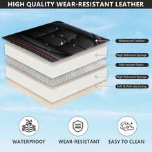 5 Seat Waterproof Luxury Leather Car Seat Cover Front Back Rear Cushion Full Wrapped Protector Universal Fit For 95% Cars SUV Truck Interior Decoration Protection Auto Accessory Easy To Clean - 黑色 - 查看 8