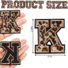 A-Z English Letter Patches, Leopard Print Embroidered Iron-On Stickers, Suitable For Clothing, DIY Name Apparel