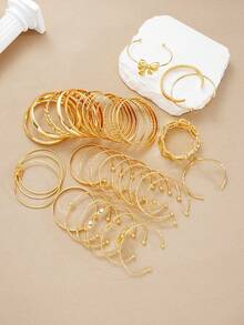 17KM 12/7/5 piezas Conjunto de brazaletes y pulseras de metal con ruedas gruesas, Conjunto de pulseras para mujeres, Joyería de pulseras apiladas para mujeres, Conjunto de brazaletes con ruedas gruesas