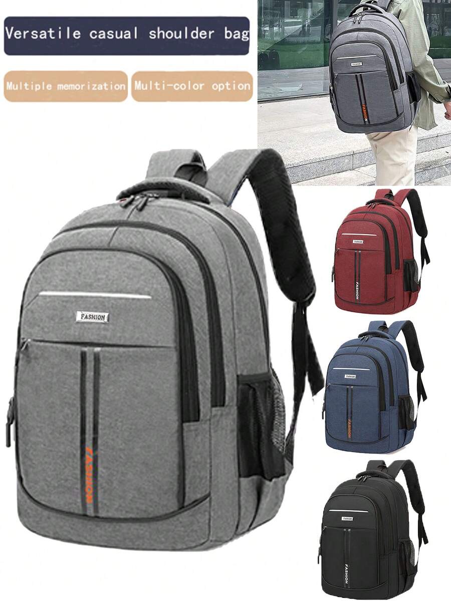 Mochila de grande capacidade para homens, para lazer, viagens e uso de computador. Adequada para estudantes do ensino médio, faculdade e universidade. - Multicolorido - Visão 1
