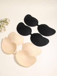 2/4PAIRS Plus Size Women's Invisible Adhesive Bra, Open Back Push-Up Bra, Reusable, Button Front Bra, Breast Augmentation - Breathable Skin-Friendly Cups, C-E Cups, Deep V Dress Open Back