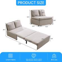 Puremind Full Size Single Sofa Bed, 2 In 1 Convertible Linen 1-Seater Sleeper Sofa Couch With Cushions - Beige - View 2