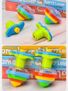 1个趣味LED闪光音乐旋转陀螺，带闪光旋转灯。音乐旋转玩具，升级版发光玩具，适合儿童，黑暗派对用品，生日礼物（颜色随机），互动讲故事和音乐装置，圣诞节小礼物 - 彩色 - 查看 14