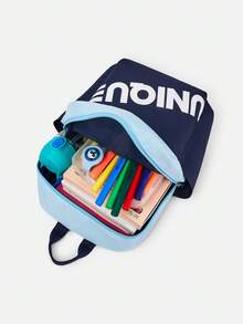 Balabala 儿童背包大容量拼色书包 - 藍色調 - 查看 4