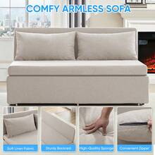 Puremind Modern Queen Size Loveseat Sofa Bed, 2 In 1 Convertible Linen Fabric 2-Seater Sleeper Sofa Couch With Cushions - 米色 - 查看 9