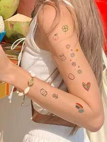 手指和手腕小图案临时纹身套装，适合日常使用 - 彩色 - 查看 4