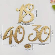1 Stück Goldener Glitzer 18./30./40./50./60. Jahrestag Holzzahl Dekorationen, Veranstaltungs-Party Tischdekoration, Tisch-Mittelstücke, elegante Dekoration für Geburtstage und Jahrestage, geeignet für Jahrestags- und Geburtstagsfeier Dekoration, Hochzeitsdekoration