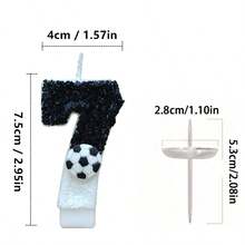 1pc Birthday Candle Number, Football Design Numeral 0-9 Candle, Romantic Party Preferred Digital Candle For Birthday Cake Decoration, Holiday Anniversary Party Cake Numeral Candle, Shiny Digit,Wedding - Black and White - View 4
