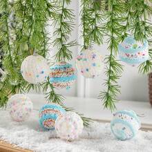 6cm/12pcs Creative Handmade Macaron Series Christmas Balls, Christmas Tree Ornaments, Christmas Decorations Home Decor Room Decor Winter