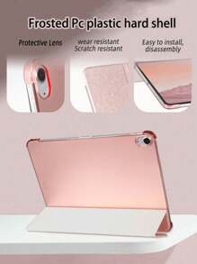 xcxjyf Pink Phone Case 1pc Silk Texture Rose Gold Tablet Protective Case With Wake/Sleep Function, Compatible With Ipad Mini 4/5/6/9.7/10.2/10.5/Air4/Air5/10th/10.9/Pro 11"/Air 11"(M2)/Pro 11"(M4)/2024/IPad Air 11-Inch(M3) 2025/IPad(A16) 11 Inch 11th Generation 2025, Casual Design - Rose Gold - View 3