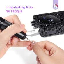 SAVILAND Professional Nail Drill 40000 RPM: Portable Electric Nail Drill Kit File Machine With Ceramic Nail Bit Sanding Bands For Quick Acrylic Removal Manicure Salon Home Use, Black Diamond - 黑色 - 查看 6