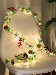 1 sztuka świątecznego sznura świetlnego LED z szyszkami, zasilane bateriami lampki choinkowe z dzwoneczkami i szyszkami, ozdoby do sypialni, ogrodu, na imprezę świąteczną, festiwal, Nowy Rok, Święto Dziękczynienia, 2026, lampki dekoracyjne świąteczne (baterie nie są dołączone) Zimowe świąteczne girlandy świetlne, dekoracje świąteczne, choinka, prezent, dekoracja na Święto Dziękczynienia, wesele, jesienne dekoracje, dekoracje urodzinowe na prezenty, artykuły imprezowe, do wnętrz, na zewnątrz, do ogrodu, na święta, festiwal, dekoracja świąteczna, choinka, prezent, dekoracja na Święto Dziękczynienia, wesele, wystrój domu, wystrój domu, wystrój jesienny, dekoracje jesienne, dekoracje urodzinowe na prezenty, artykuły imprezowe, do wnętrz, na zewnątrz, do ogrodu, na święta, festiwal, wystrój na Halloween, dekoracje ścienne, ozdoby na Halloween