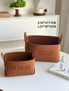 毛毡收纳箱，专为整理爱好者打造，熊主题桌面收纳盒，带多个隔层。让您的工作空间和生活区域保持整洁，非常适合收纳工艺品、科技配件等。极简主义家居装饰的必备之选 - 彩色 - 查看 15