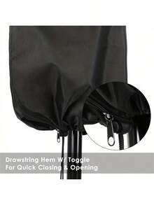 غلاف شمسية حديقة مقاوم للماء قطعة واحدة، للشمسيات الحديقية الخارجية من 9 إلى 12 قدم، أسود