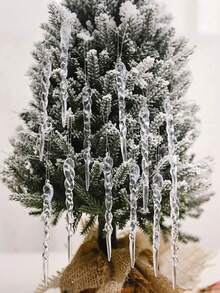 24 pièces - Ensemble d'ornements de glaçons - Décoration de Noël Ensemble de glaçons acryliques transparents pour décorer les arbres de Noël, les célébrations de fêtes, les mariages et les fêtes d'hiver.