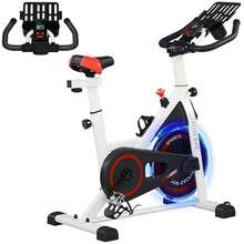 Adjustable Upright Stationary Exercise Bike With LCD Display - Home Indoor Cycling Bike With Customizable Resistance - White Design