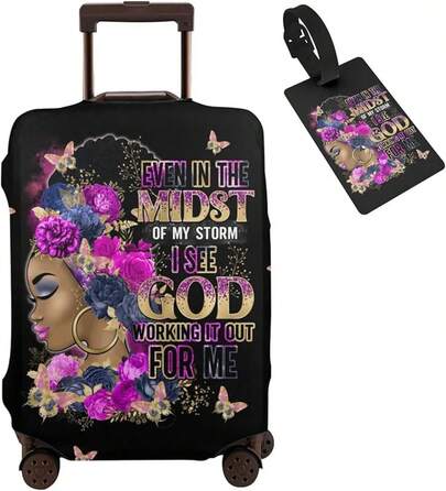 Travel Suitcase Protector African American Girl Elastic Protective Washable Luggage Cover With Concealed Zipper Suitable For 18-32 Inch (S (For 18--21 Inch Luggage))