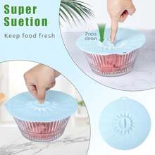 9 Pack Silicone Lids, Microwave Splatter Covers - Reusable, Heat Resistant Lids (5 Sizes) For Bowls, Cups, Plates, Pots, Pans & Skillets - Stovetop, Oven, Fridge & Dishwasher - 彩色 - 查看 5