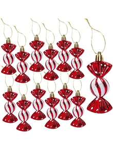 6pcs Christmas Candy Decorations, Hanging Flash Candy Decorations, Christmas Tree Mint Decorations, Christmas Candy Decoration Set, Christmas And Halloween Decorations With Gold Rope, Christmas Tree Decorations, Christmas Party Gifts, Festival Decorations, Candy Decorations (Mixed Colors, Red, Gold, Champagne, Rose Gold, Silver)