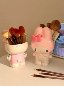 Sanrio 1 件可爱粉色化妆刷收纳筒，适合女孩使用，儿童文具收纳笔筒，花瓶装饰，办公室桌面收纳装饰，校园用品，开学季礼物