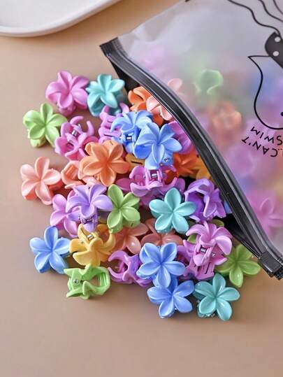 20/50个哑光女童发夹，防滑雏菊花朵按扣发夹，适合女孩，迷你花朵发卡，可爱发饰