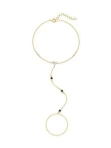 EleRunis 1pc 925 Sterling Silver Delicate Devil's Eye Ring Bracelet Set, Women's Exquisite Cubic Zirconia Bracelet And Ring Chain, Body Jewelry, Suitable For Daily Wear, Wedding, Party, Engagement, Anniversary, Valentine's Day - Gold - View 5