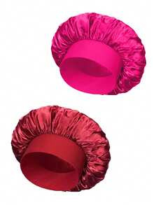 2Pcs Bonnet For Women Solid Hair Bonnet Silk Bonnet Satin Bonnet Breathable Soft Perfect For Sleeping And Hair Care Hair Sleep Cap - Multicolor - View 15