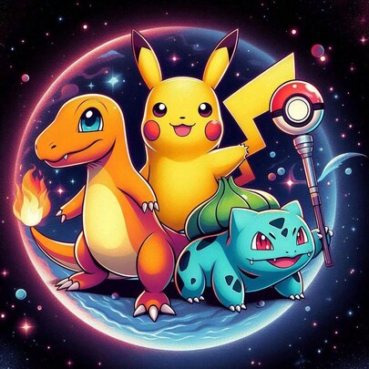 pokemon 5D DIY Diamant Malset - Cartoon, Animation, Pokemon - Charizard, Pikachu, runde Diamanten, Leinwand Bastelset, Diamant Kunst Malerei, Diamant Malerei, Heim Wand Dekoration Handwerk, Diamant Kunst, Sammler Favorit, ideales Geschenk für Familie und Freunde an Feiertagen