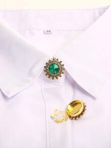 مجموعة من 2 غطاء أزرار أساور القميص، أزرار مرصعة بالراين بطراز باروك لفساتين النساء، صناديق أزرار زخرفية، أزرار أكمام فاخرة للبدلات والملابس الأنيقة بدون خياطة، هدايا للمناسبات